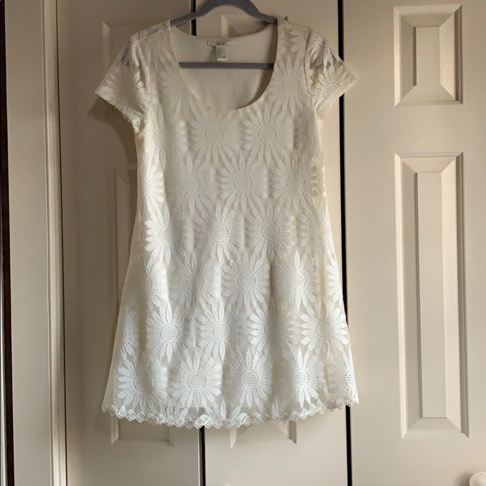 White lace and floral dress